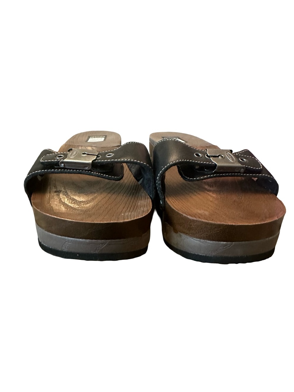 🧡 Dr. Scholl's Black and Brown Leather Backstrap Mule 🧡 - Picture 3 of 8